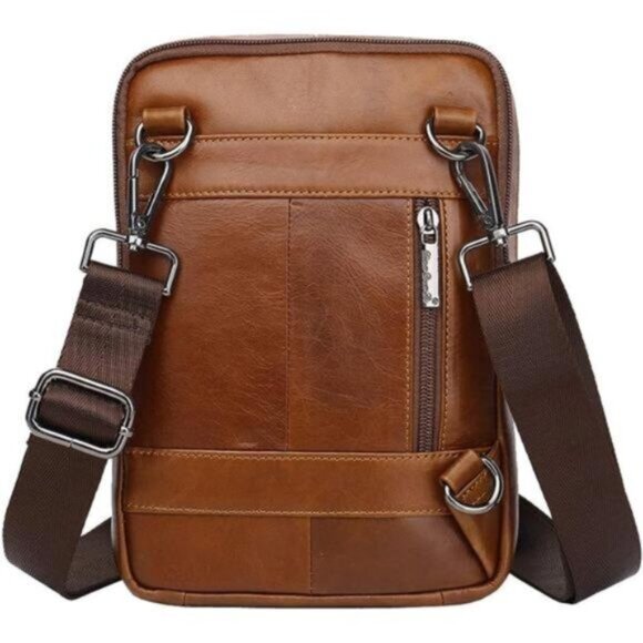 Amazon.com: Genuine Leather Crossbody Sling Bag, Mini  Small Leather Sling Shoulder Bag Messenger Pack 03brown(s)